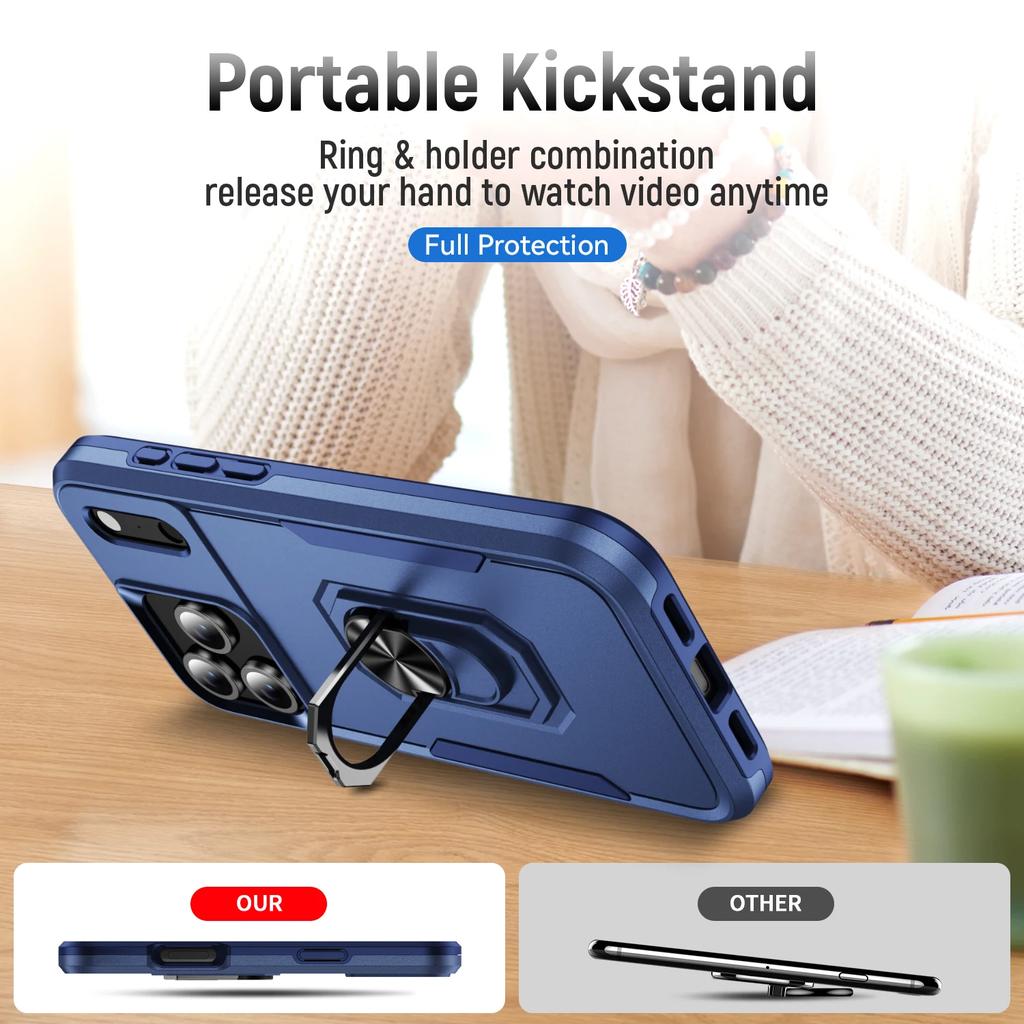 New Metal Stand Military Grade Case For For Iphone 17 Pro Max Armor Cover For For Iphone 17 Air 16 15 14 13 12 11 Pro Max Plus 16e Coque