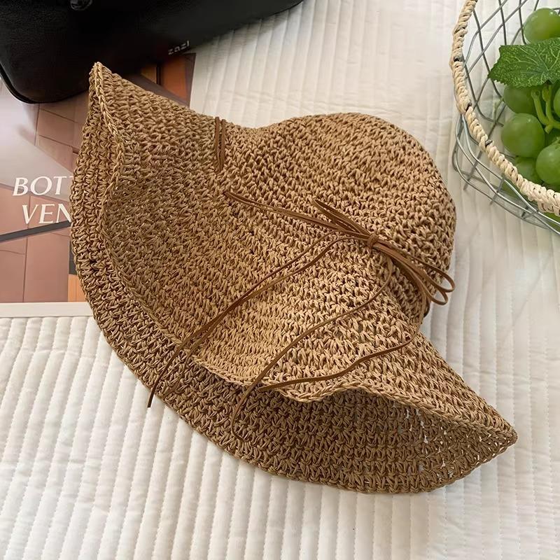 New Big-brimmed Straw Hat Women's Summer Sunscreen Sun Hat Beach Sun Hat Seaside Folding Travel