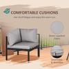 5 Seater Garden Corner Sofa Set, 4 Pieces Metal Garden Furniture Set with Loveseats, Glass Top Coffee Table, Breathable Mesh Pocket