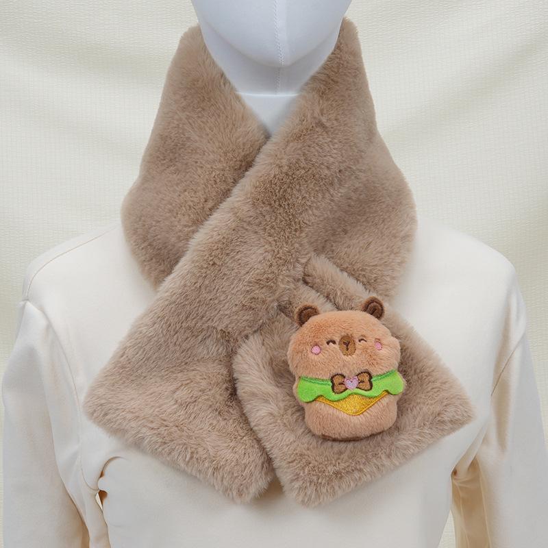 Children's Cartoon Panda Plush Scarf - Warm, Windproof Neck Gaiter for Autumn/Winter Boys & Girls.