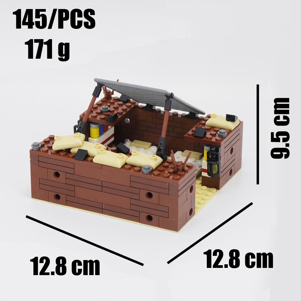 Small Particle Assembled Building Block Trench Fortress Bunker Military Series Battlefield Modular Scene Ornament