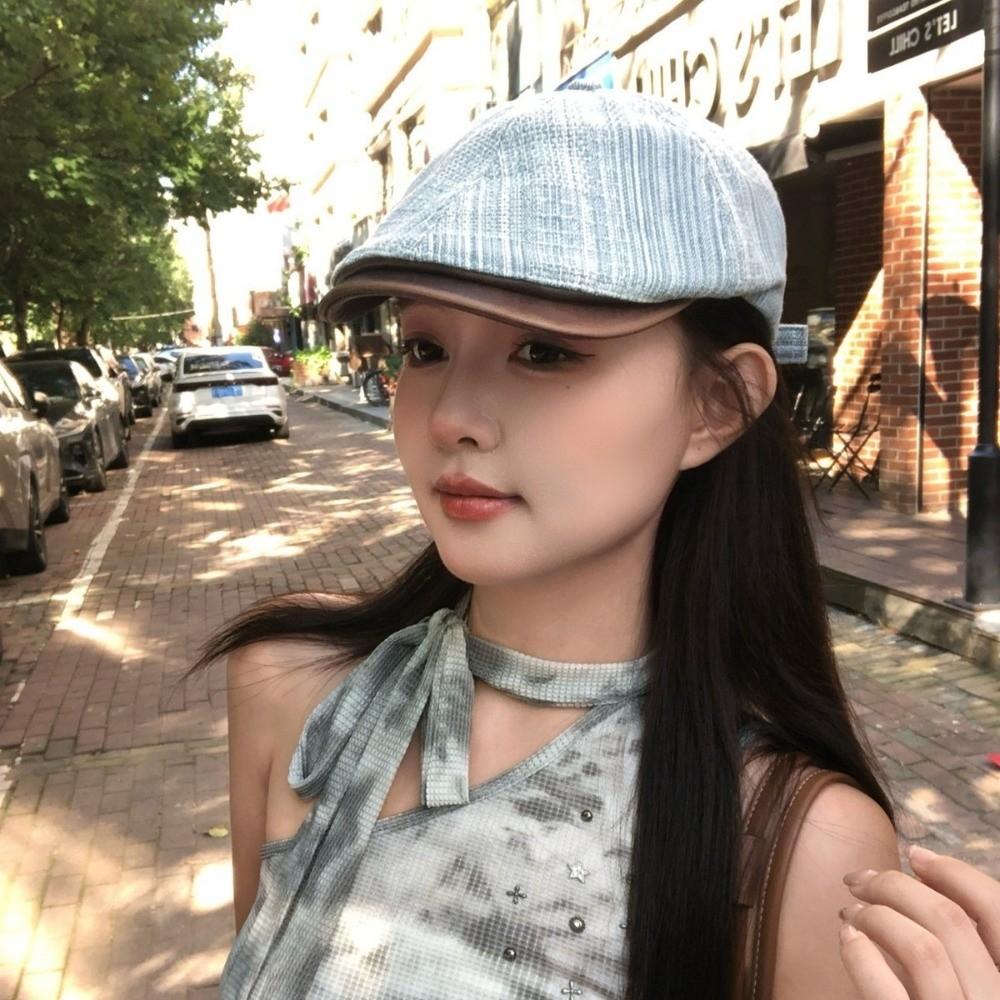 Retro Cowboy Beret Y2k Painter Cap Korean Denim Beret  Unisex