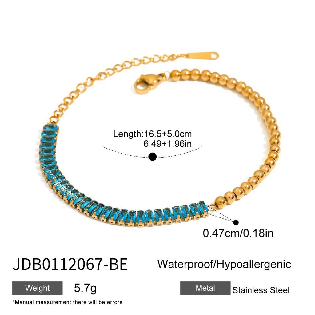 Youthway Vielseitig Lässig Vergoldetes Edelstahl Geometrisch Strassstein Tennis Kette Armband Halskette Set Sportliches Zubehör