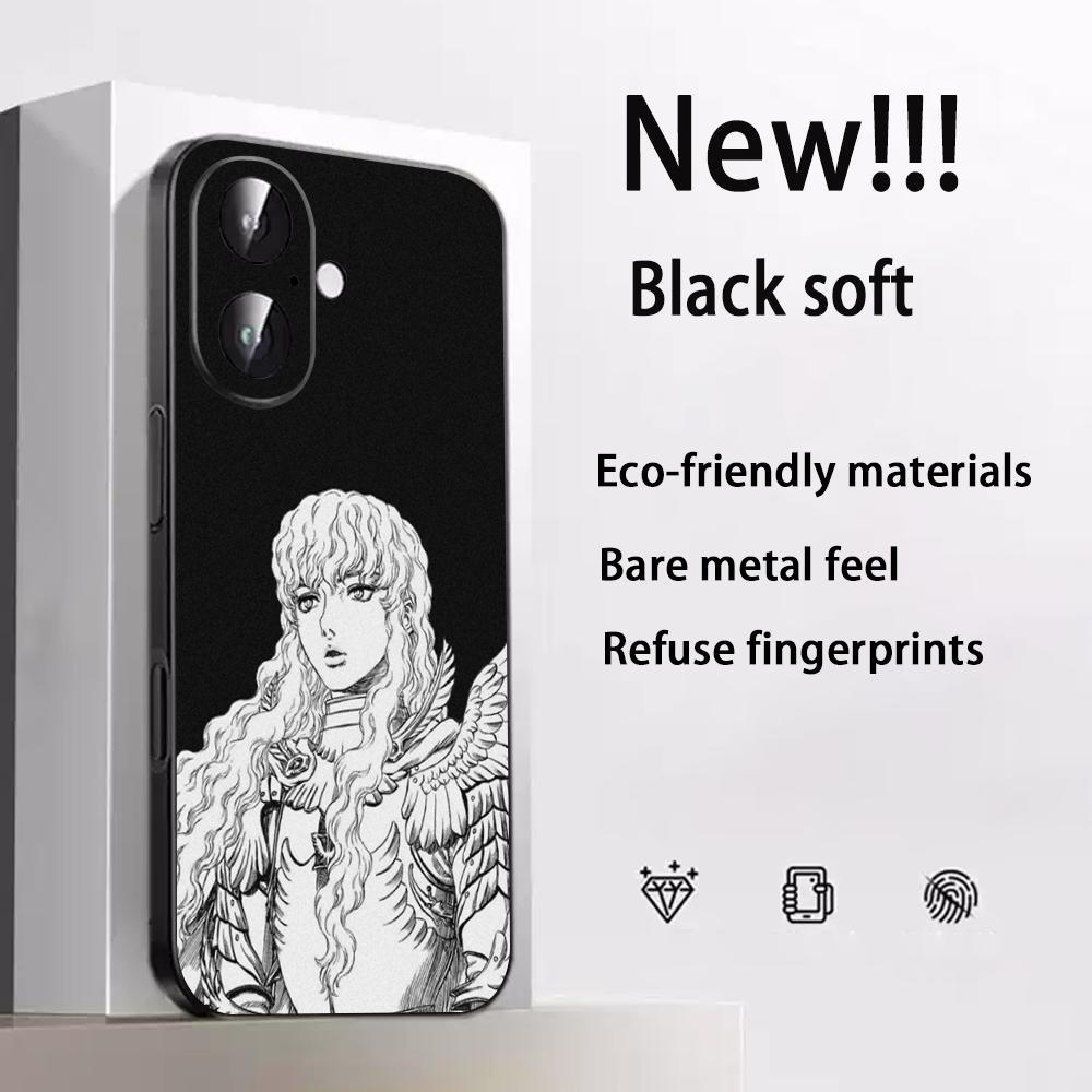 Cool Japan Anime Man Griffith Pattern Phone Case For iPhone 17 16 16e 15 14 13 12 Plus Mini Pro Max Soft Black Shockproof Cover