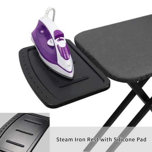 Duwee Height-Adjustable, Foldable Ironing Board with Heat-Resistant Cover and Thick Felt Mat, Sturdy Legs, Black, 33 X 109 Cm (13 X 43 Cm)