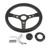 Carbon Fiber Steering Leather Wheel White Stitching 350mm 6 Holes Universal for Car Modification