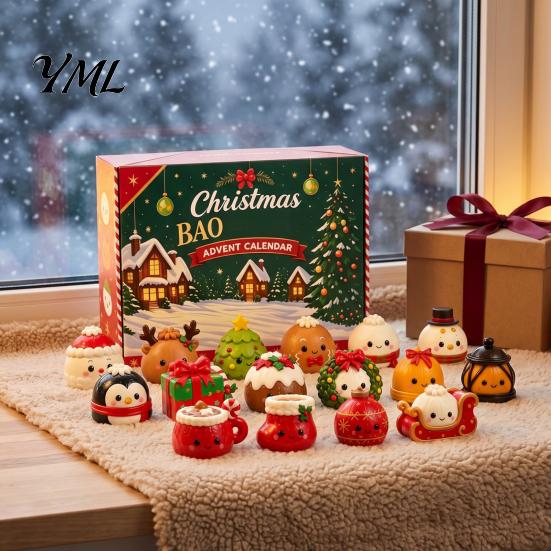 Weihnachts-Adventskalender Quetschen 2026, 24 Tage Teigtaschen Fidget Spielzeug Countdown Festlicher Klassenzimmer Belohnungskalender, Weiche Sensorische Stressbewältigung
