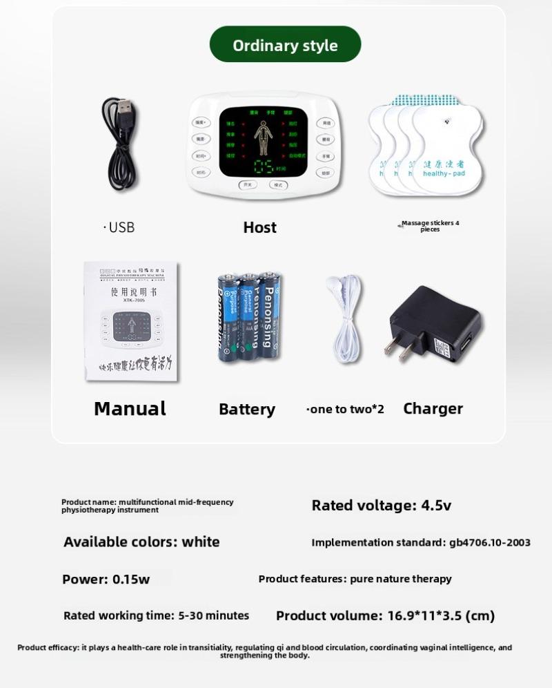 Husholdnings Multifunksjonell Digital Meridian Massasjeapparat Mellomfrekvens Lading Batteri Puls Akupunktur Fysioterapi Instrument