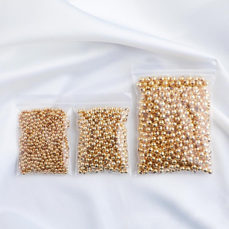 100pcs 14K Gold-Filled Smooth Round Beads for DIY Bracelets and Jewelry Making