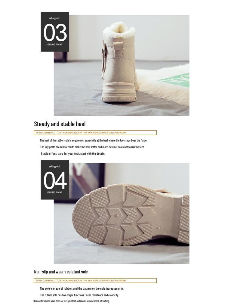 Women's Plus Size Fleece-Lined Snow Boots - Versatile Winter Cotton Shoes (Model L951)