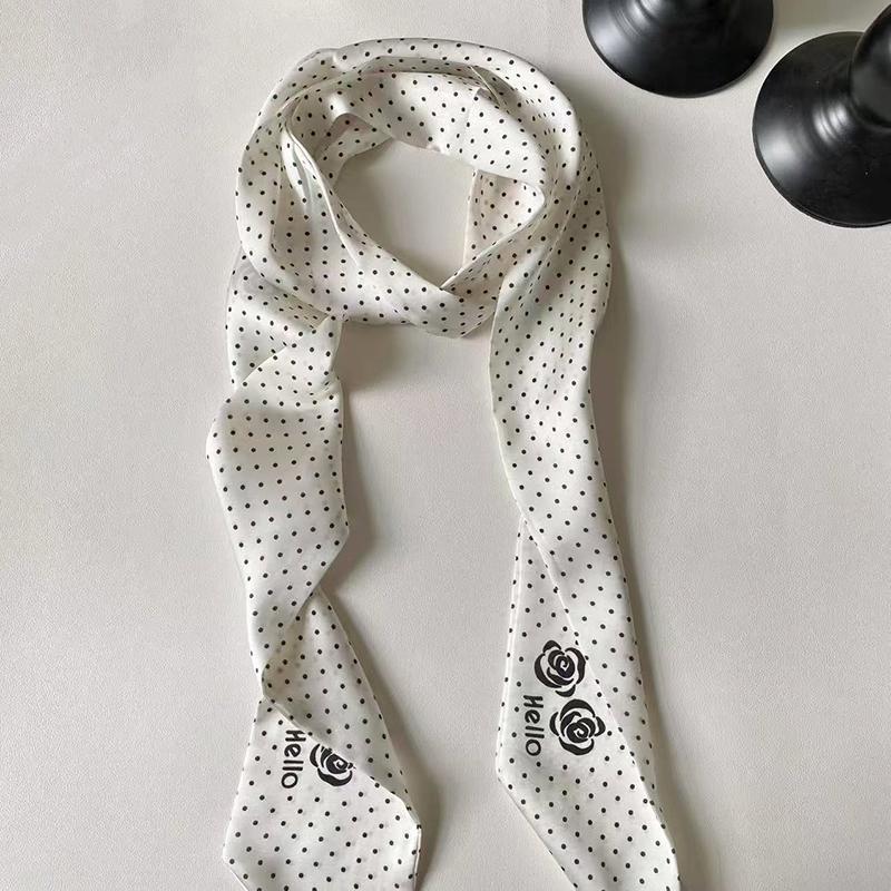 Luxary Brand Design Dot Pattern Women Scarf Polyester Silk Scarf Fashion Hair Headband Foulard Skinny Bag Scarves Neckerchief
