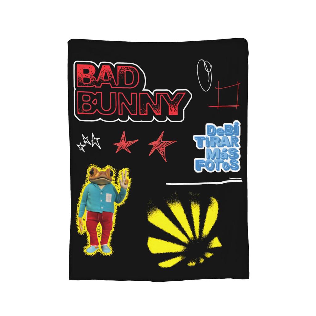 Bad Bunny DTMF  Fleece Blankets Music Funny Throw Blankets for Home 150*125cm Plush Thin Quilt,