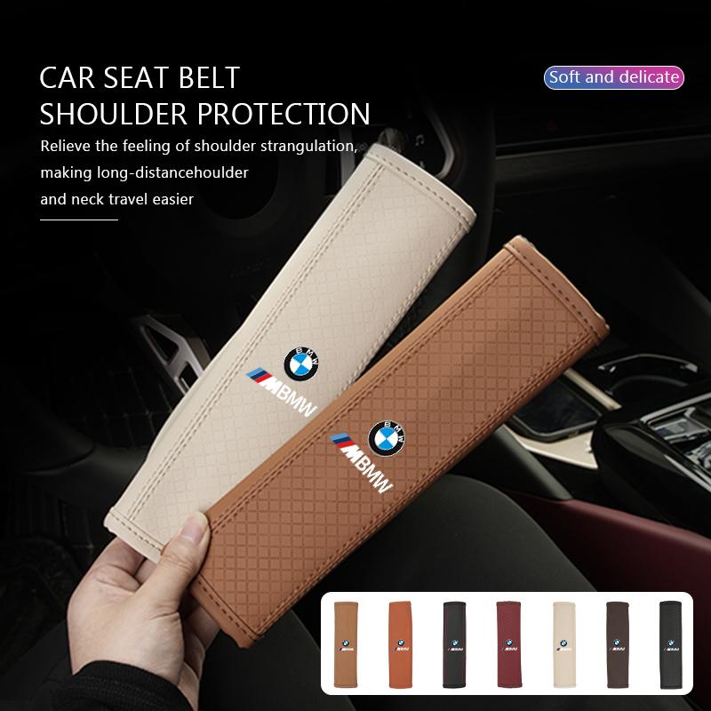 BBKI7 Leather Car Seat Belt Cover Shoulder Protection Strap Pad For BMW E90 E60 E46 E39 F30 F10 E87 X3 X4 X5 X1 G30 G20