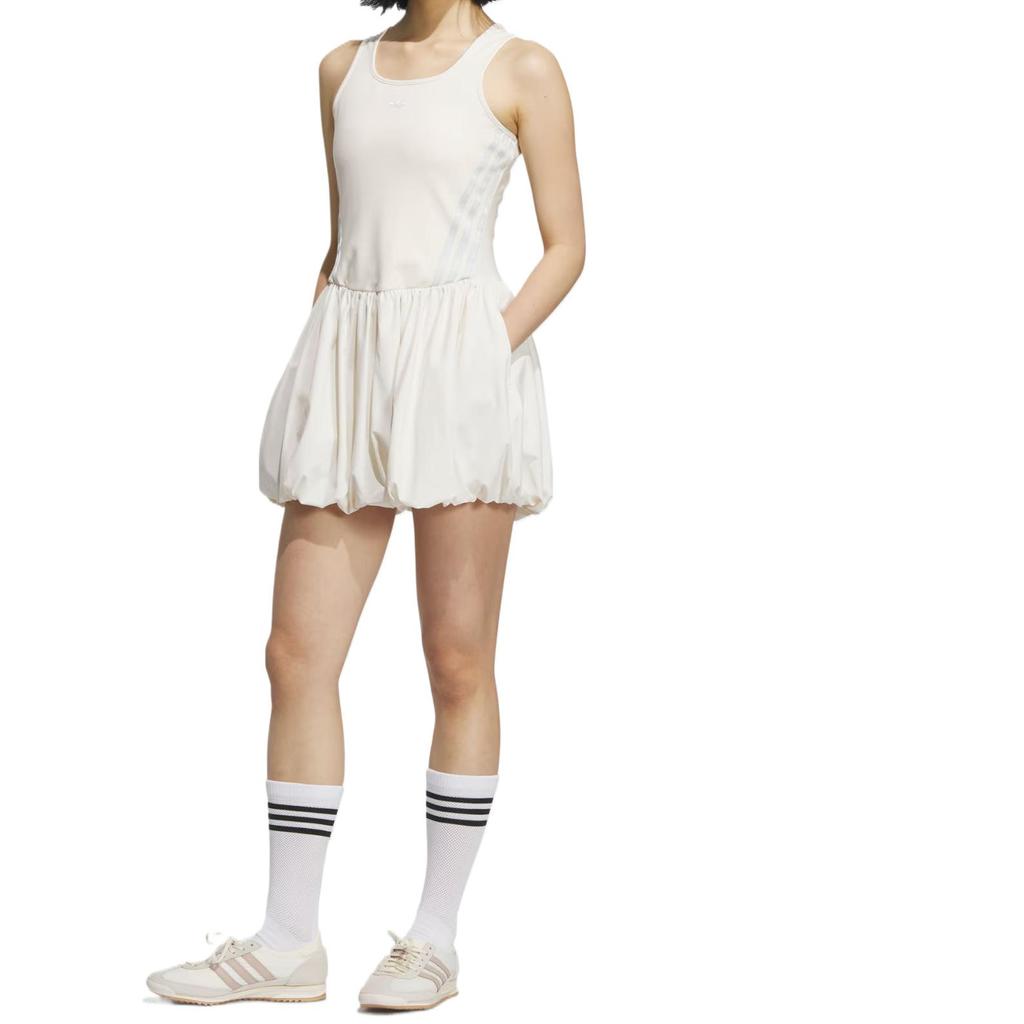 adidas Originals Bublinkové šaty Pohodlné Ležérní Jednoduché Všestranné Šaty bez rukávů Dámské šaty Růžové Bílé KE5075