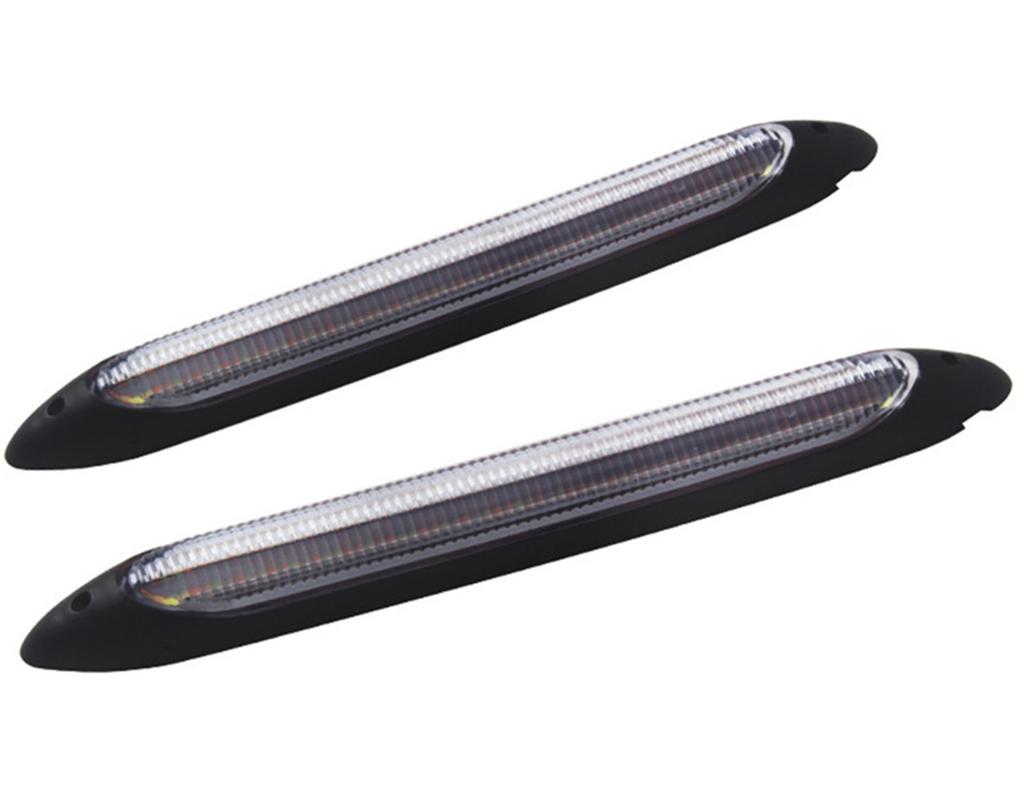 2×9.25" Universal Car LED Daytime Running Light Scan Waterproof Headlight Strip Sequential Flow Yellow Turn Signal White DRL Light