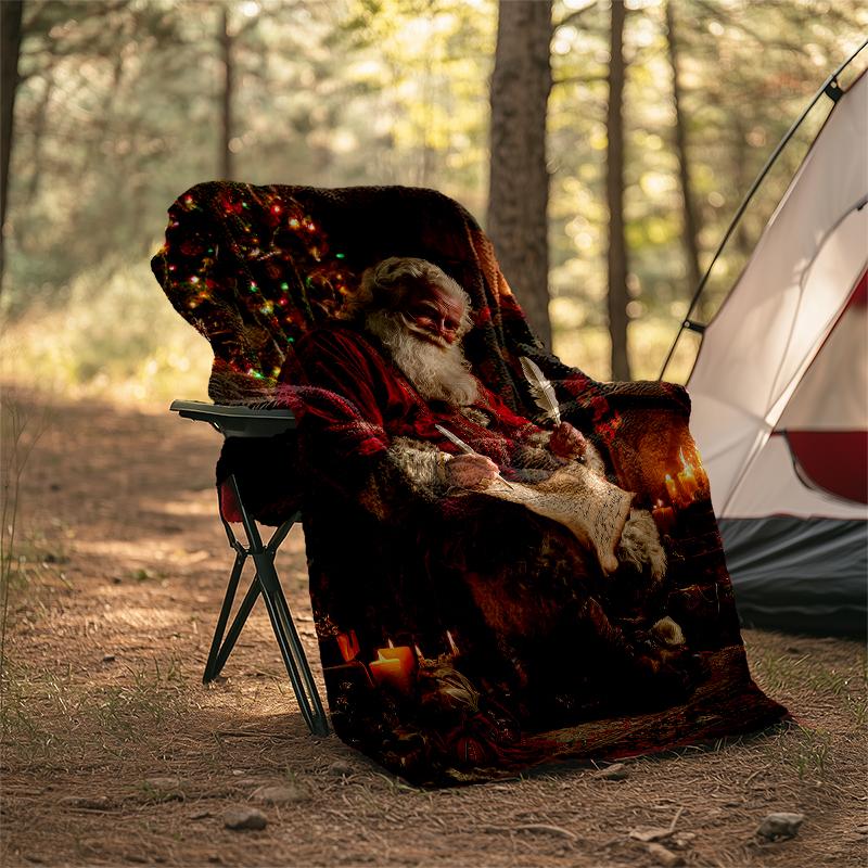 Christmas Santa Claus Theme Printed Blanket - Perfect for Couch, Bed, Travel & Outdoor Use | Machine Washable, Cozy & Durable.