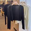 Black thin ice silk knitted cardigan for women with suspender skirt, summer outer sunscreen blouse, air-conditioning shirt, shawl jacket