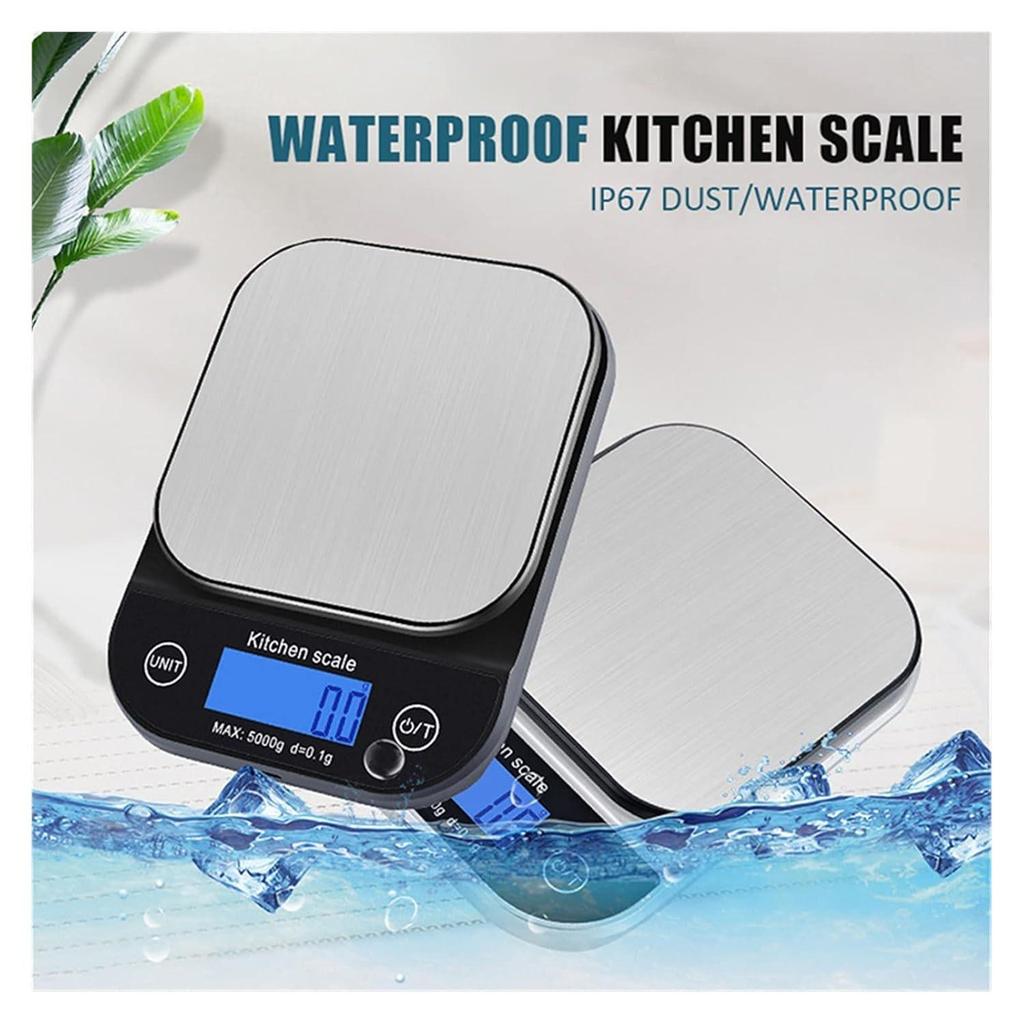 Precision Kitchen Electronic Scale, Stainless Steel, 5kg/10kg Capacity, Waterproof & Dustproof