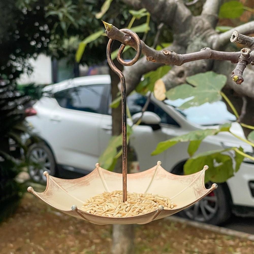 Anti-leakage Bird Feeding Station Umbrella-shaped Bird Water Drinker  Garden Decoration