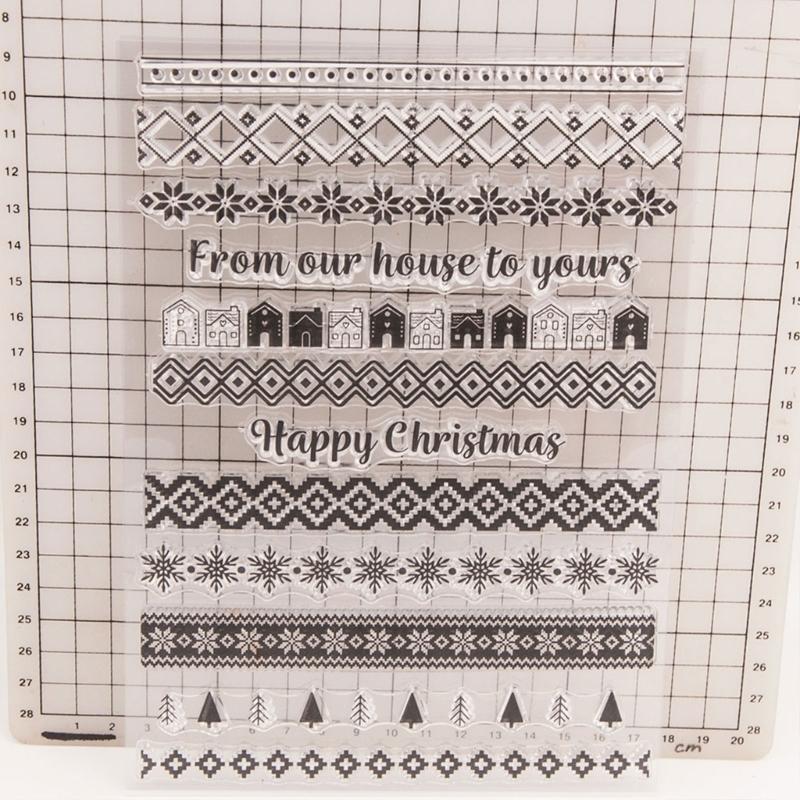 Clear Stamp Laces Line Silicone Stamp Happy Christmas Transparent Stamp for Card Making Photo Scrapbookig Decorations