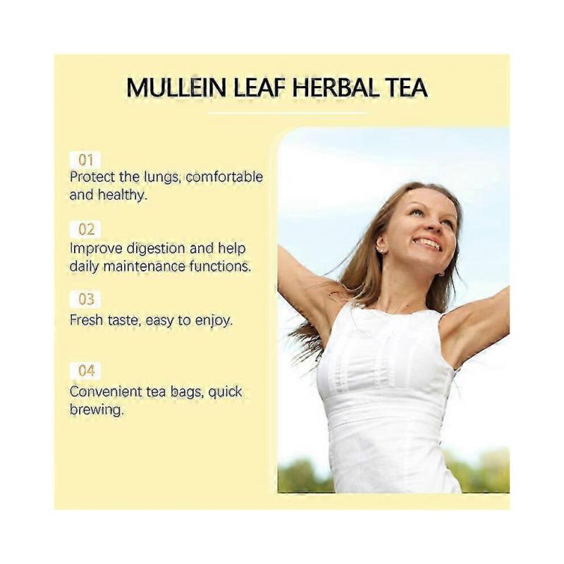 (4 PAQUETES)Bolsitas de Té de Hoja de Gordolobo Herbal Limpieza de Pulmones Respiración Tos Alivio Té De