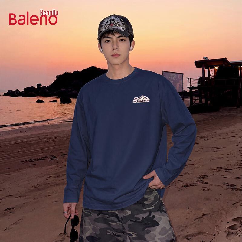 Baleno Men's Pure Cotton Crew Neck Long Sleeve T-Shirt