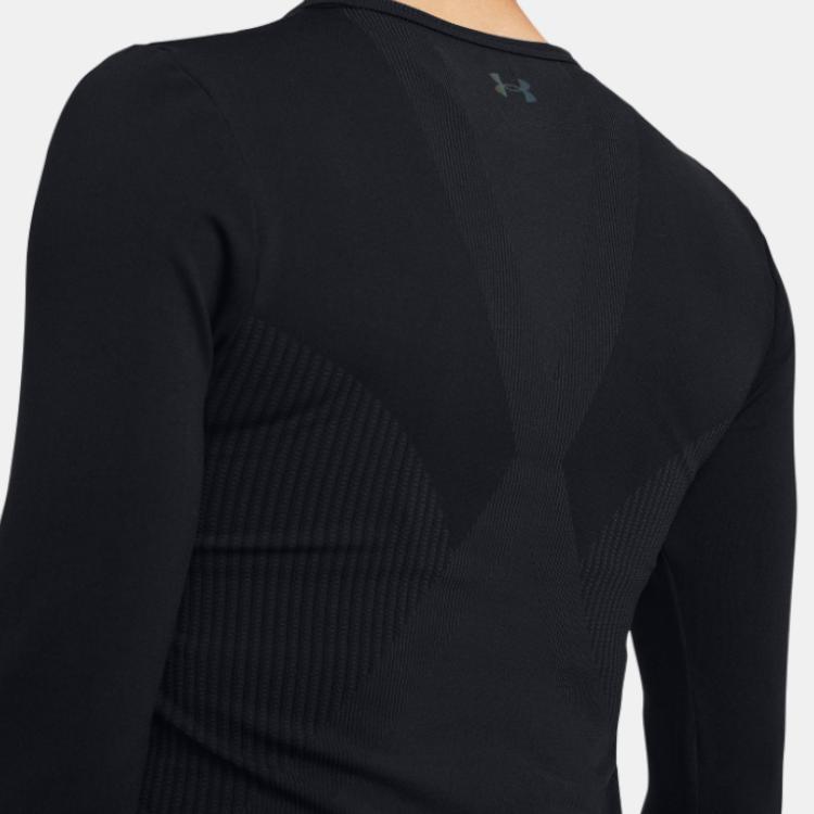 Under Armour UA Vanish Elite Solid Color Crew Neck Long Sleeve T-Shirt Women Tops Black 1383649-001