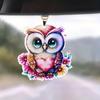Mechanical Owl Car Pendant car Rear View Mirror Ornament Keychain Charm 2D Acrylic Mirror Ornaments Car Interior Accessories