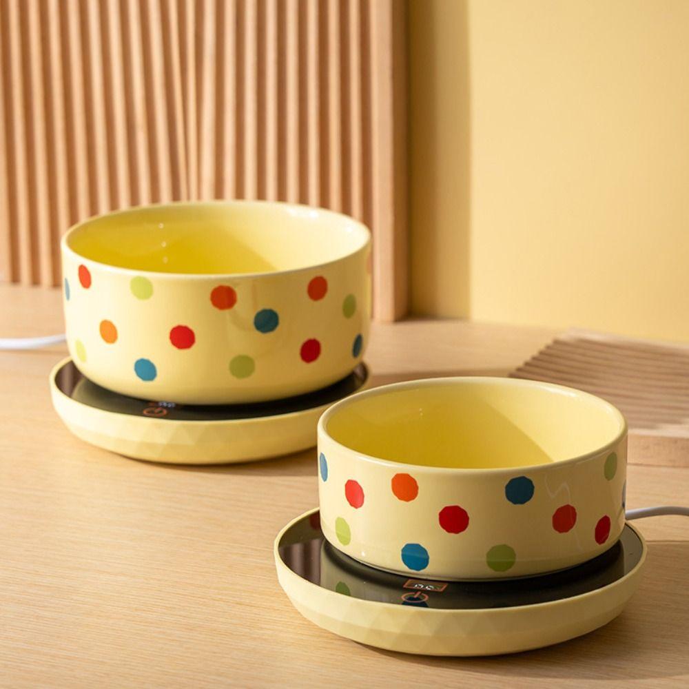 Ceramic Pet Heated Water Bowl Intelligent Temperature Adjustable Anti-dry Burning Self-Heating Water Bowl Non-slip Stable