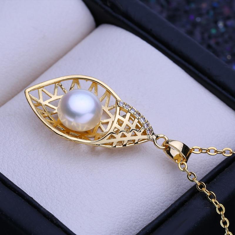 LSOOYH Natural Freshwater Pearl Jewelry CZ Necklaces For Women Bohemian Flower Pendant Wedding Gift