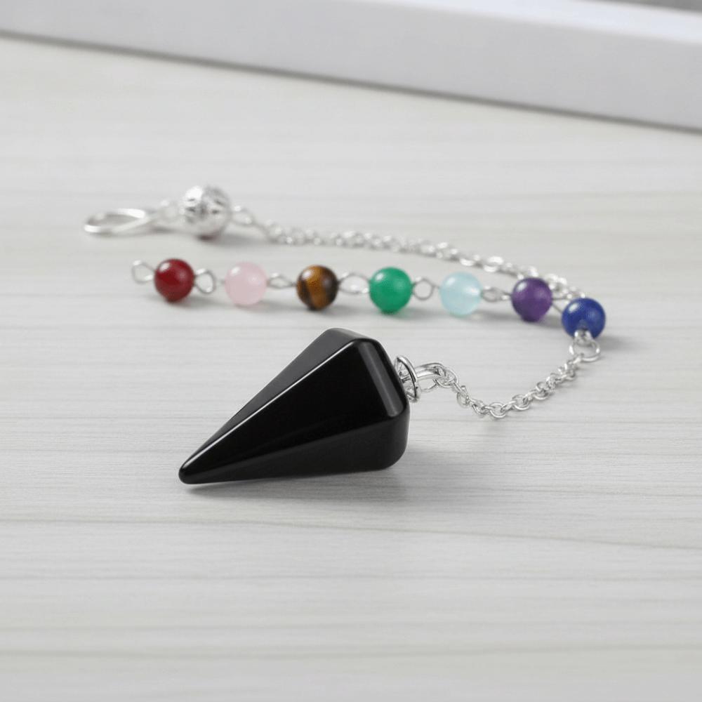 Rainbow Color Healing Crystal Pendant Bead Chain Natural Crystal Necklace  Daily Wear