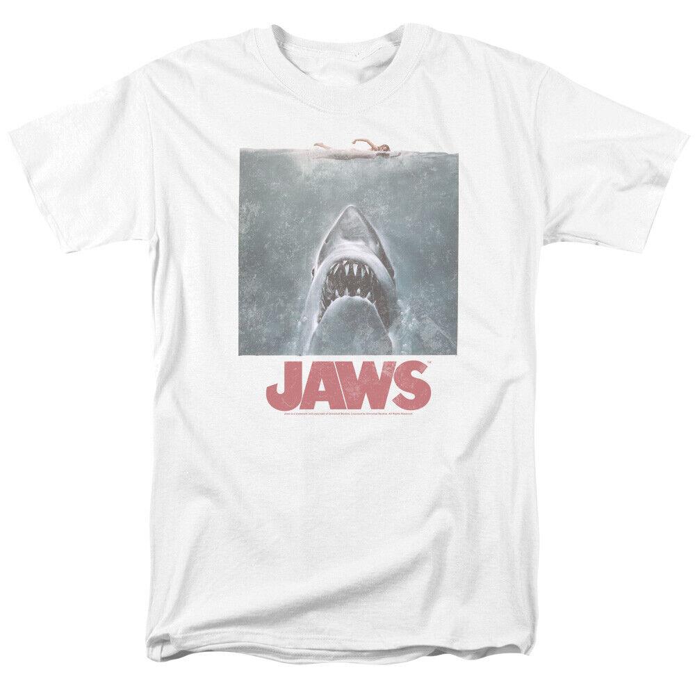 

Футболка в стиле ретро Jaws Distressed Jaws Shark Movie, белая футболка унисекс