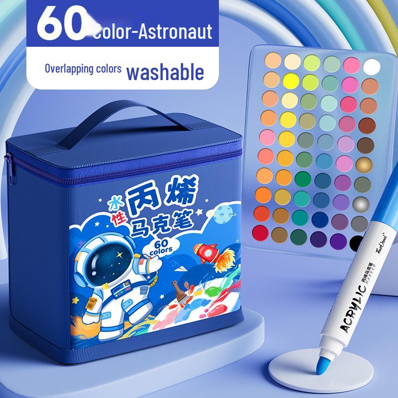 Acrylic Marker and Colored Pencil Set: 24 Opaque Colors, 36 Paint Brushes for Kindergarten Art