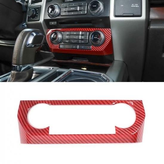 Red Carbon Center Console Air Condition Vent Panel Cover Trim For Ford F150 15+