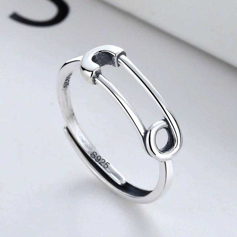 

BF CLUB 925 Sterling Rings for Women Simple Geometric Handmade Irregular Retro Clip Shape Ring Allergy For Birthday Gift resizable