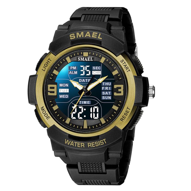 Herre Militærklokke Nye moteklokker Quartz Armbåndsur Herre 50m vanntett sportsklokke Digital Shock Army Watch