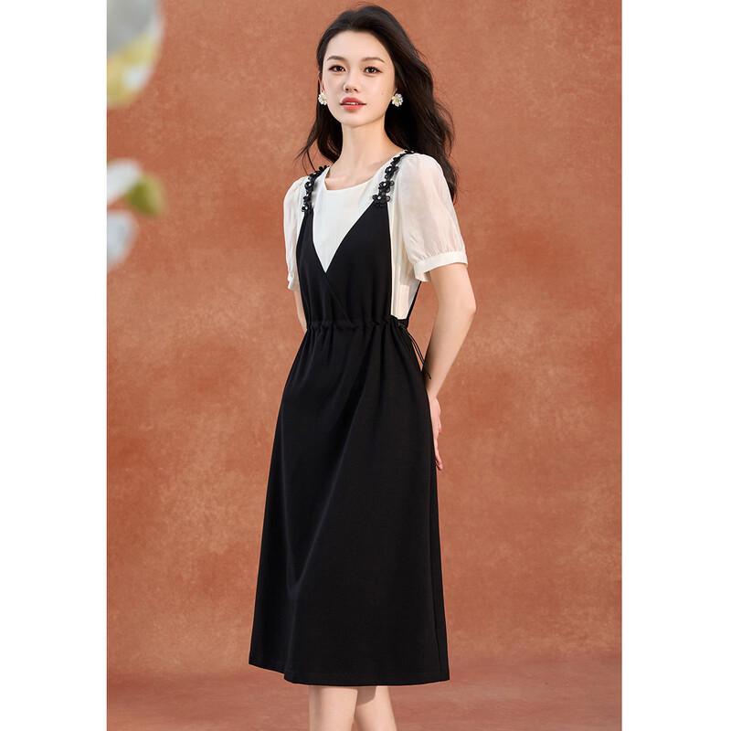 Women's Lyocell A-Line Faux Two-Piece Summer Dress