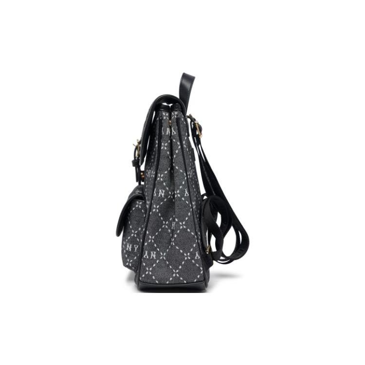 New MLB Leather With Fabric Backpack Regular Women's Black/Multicolor 7ABKMD53N-50BKS