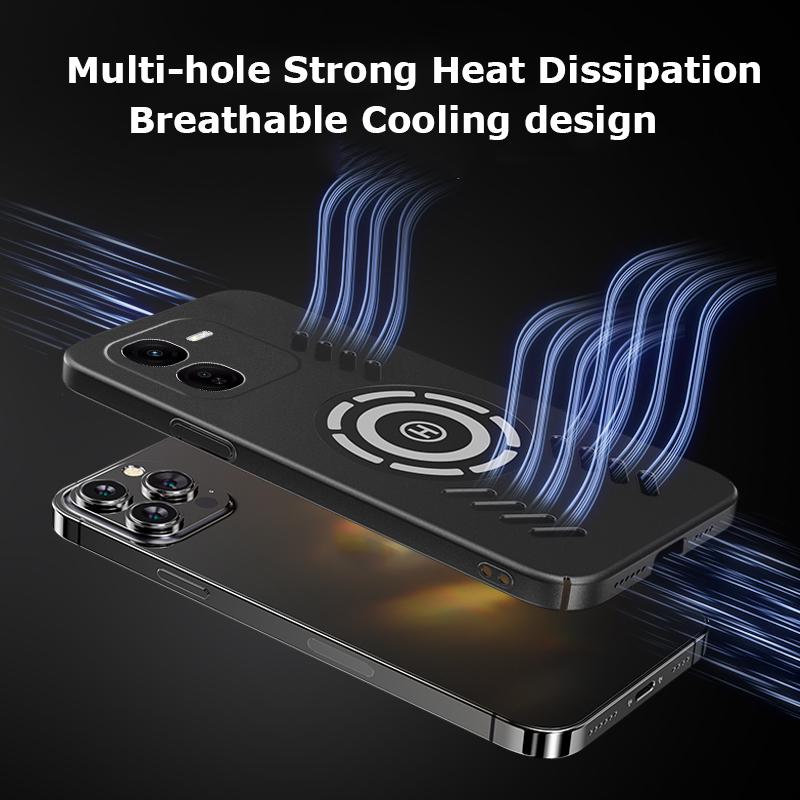 For Vivo iQOO Z9 Z9X Turbo Rock Sand Ice Magnetic Heat Dissipation Matte Anti-fingerprint PC Case Breathable Cooling Cover Shell