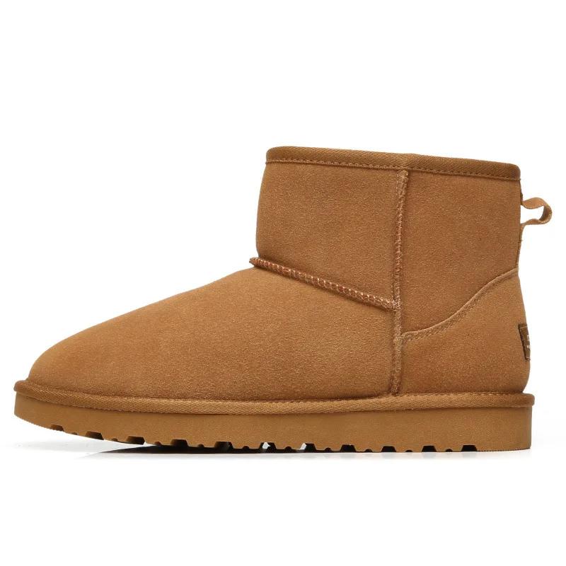 Fashion Men's Boots Cowhide Insulated Plush Snow Boots Genuine Leather Women's Shoes  Winter Women's Boots  Ankle Boots