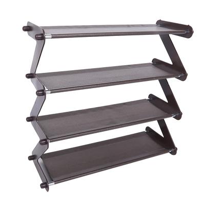 Zapatero de 4 niveles para el hogar de acero inoxidable Estante Soporte Organizador de almacenamiento (café)