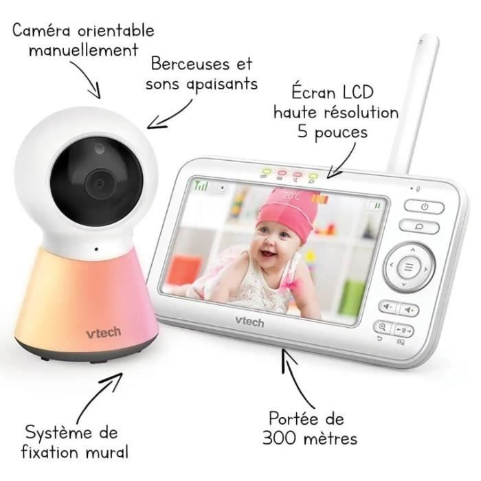 VTECH - Babyphone Vidéo Color Night Light (Écran 5 - Veilleuse) - BM5254