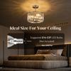 Semi Flush Mount Modern Crystal Chandelier Ceiling Light, Crystal Ceiling Light Fixture with E14 Base, Silver Tone