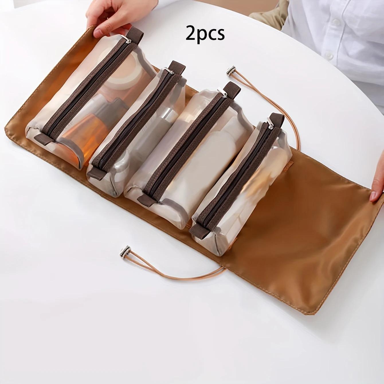 

2 шт./4 шт./6 шт. - Съемная сумка для макияжа «Четыре в одном» для женских портативных путешествий, большая вместимость для хранения косметики, умывальная сумка