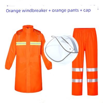 Rainproof Long Reflective Raincoat Adult Breathable Sanitation Property Security Duty Labor Protection Trench Coat Full Body Raincoat