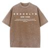 Brooklyn New York Slogan Printedsummer Vintage Washed Originality Cotton T-Shirt Normcore Round Neck Short Sleeved