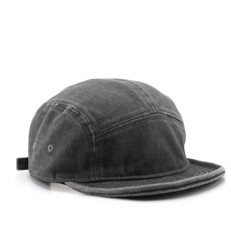 Unisex gewaschene Baumwolle 5-Panel-Kappe Vintage flacher Schirm Streetwear Camp Cap