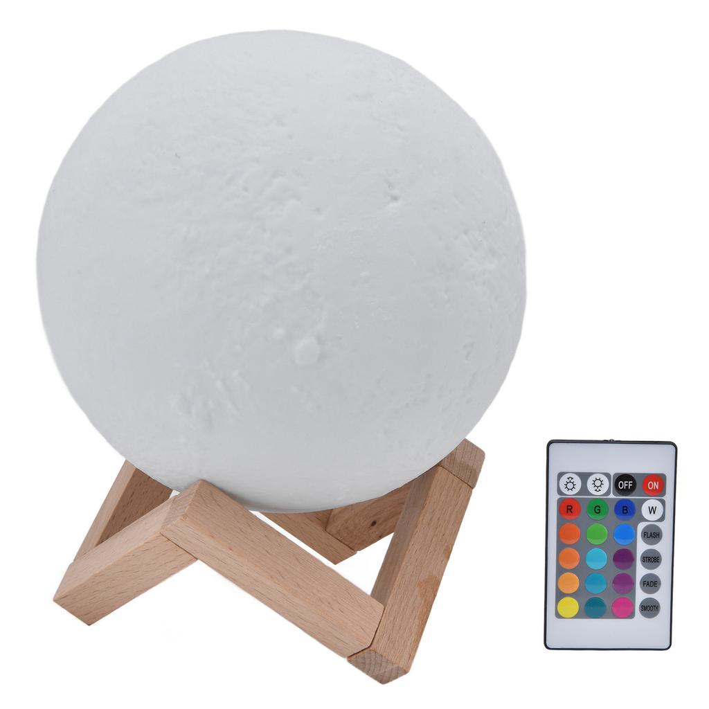 Moon Lamp 16 Colors 3D Printing LED Moon Music Speaker Night Light with Stand for Girls Festivals Table Decorations