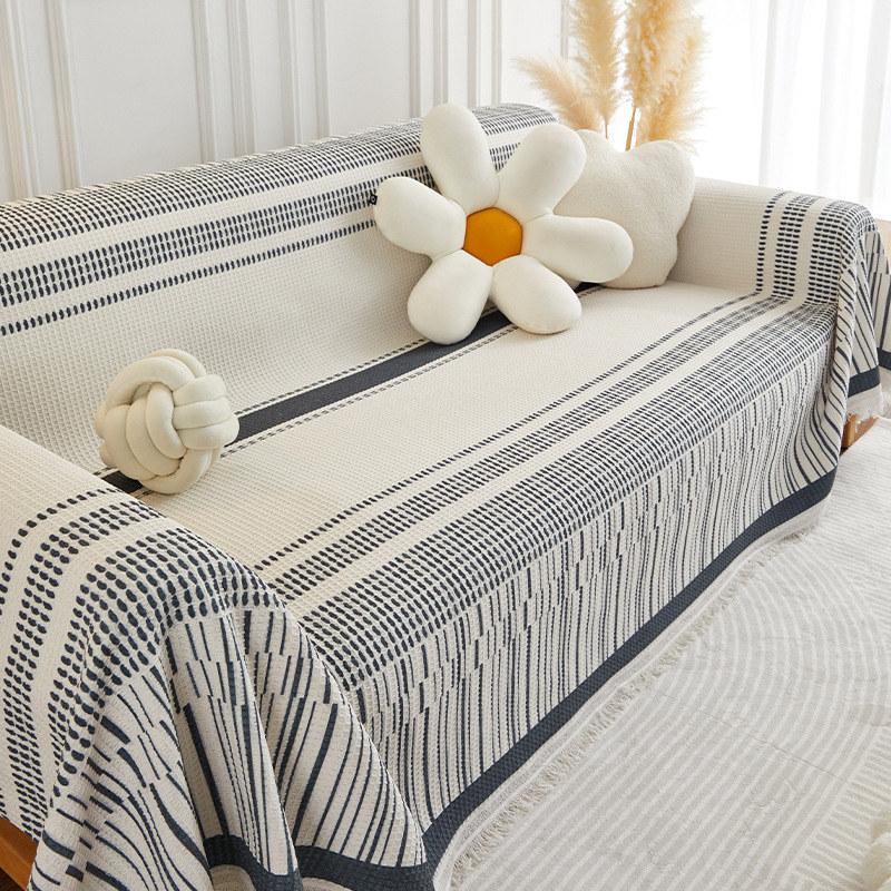 Ethnic Style Cotton Linen Sofa Towel Cover 2 3 Seats Corner Couch Slipcover Throw Blanket Dustproof for Pets Decoration
