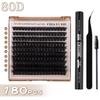 European-American D-Curl Cluster False Eyelashes: 10-18mm Natural, Dense, DIY Segments